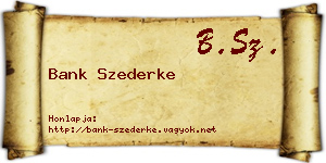 Bank Szederke névjegykártya